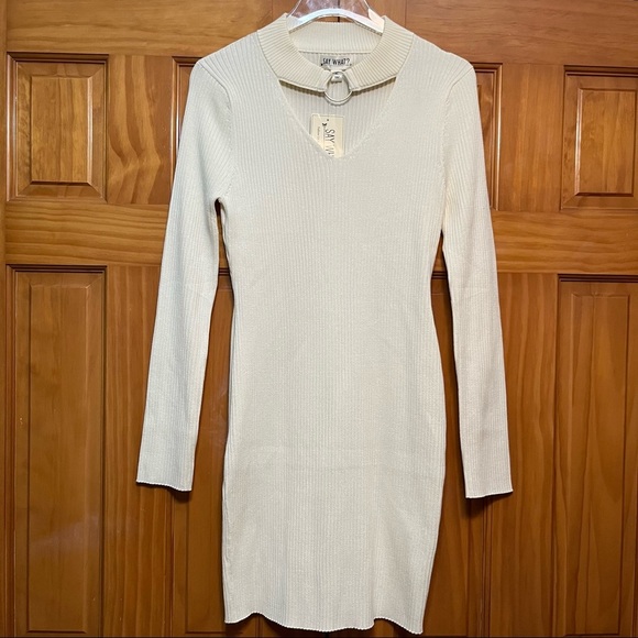 Say What? Dresses & Skirts - Say What? Ivory Sweater Dress Size XL NWT